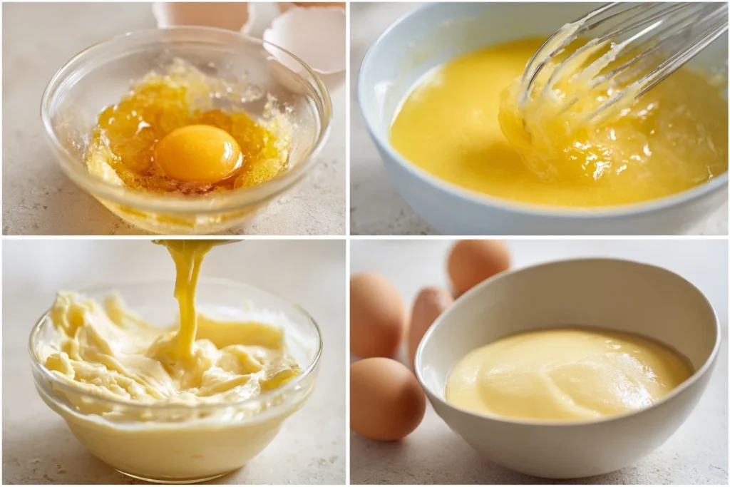 Keto Eis Zubereitung mit Eigelb, Erythrit und erhitzter Kokosmilch in mehreren Arbeitsschritten