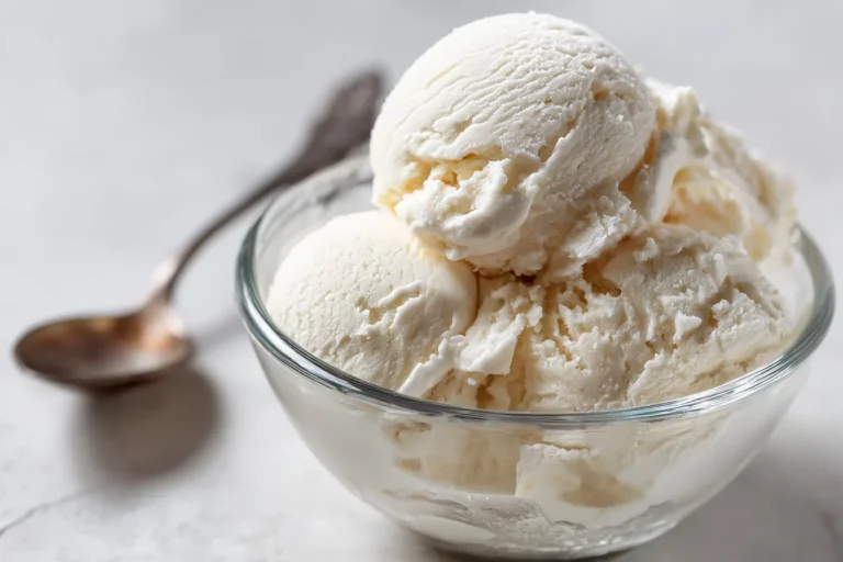 Keto Eis mit Vanille und Nussbutter dekoriert und servierfertig