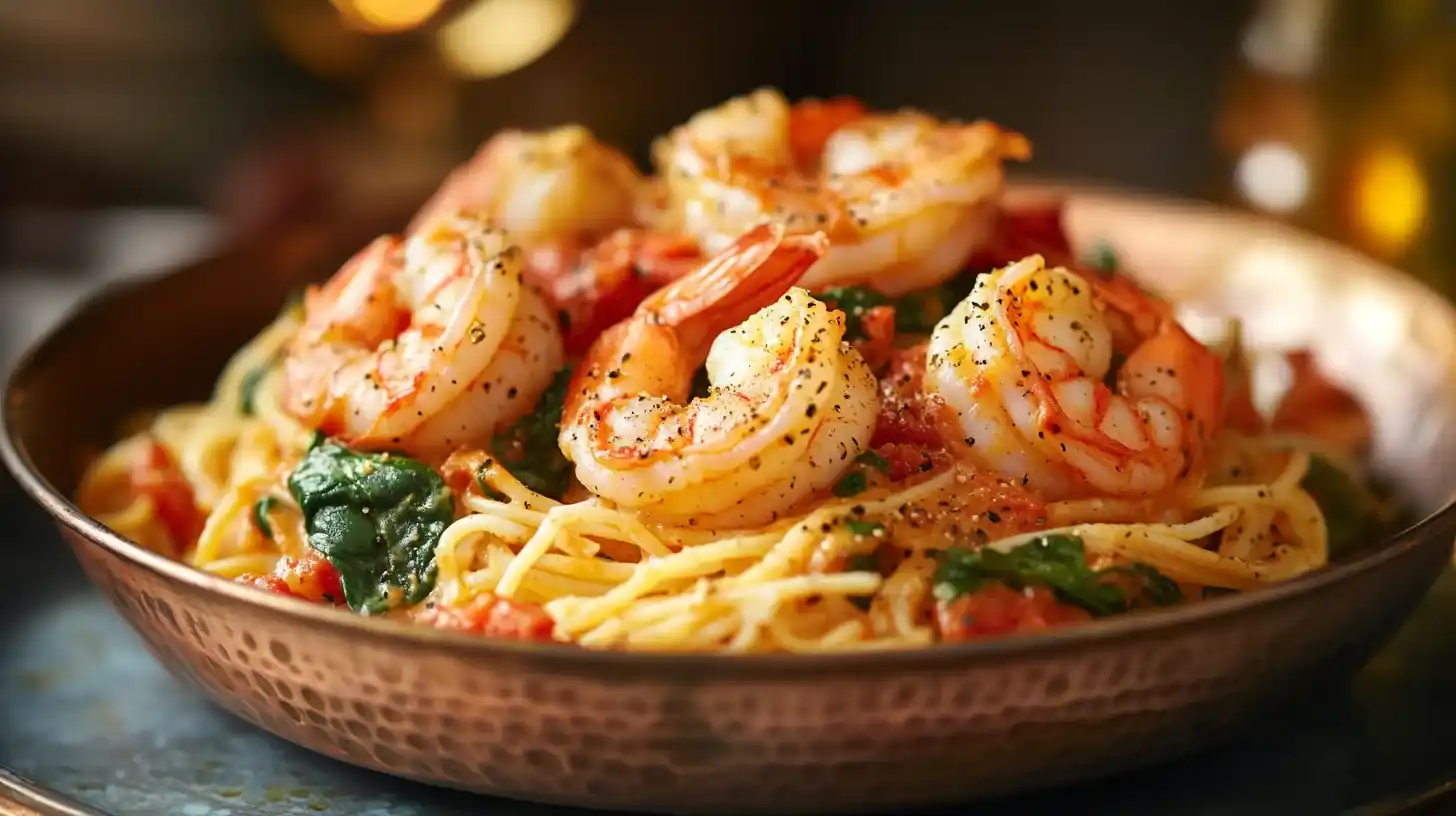 Tomate-Spinat-Garnelen-Nudeln – Einfach Und Köstlich