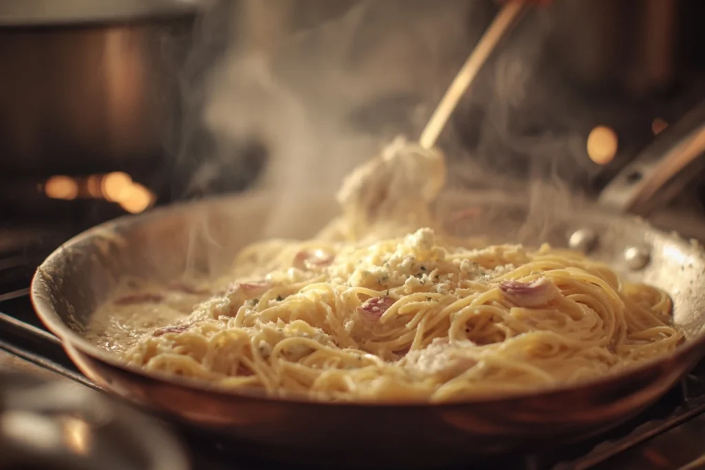 Nudeln Mit Gorgonzola im Überblick mit frischen Kräutern und Walnüssen